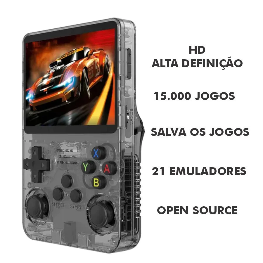 Console Portátil R36S 64GB com 15.000 Jogos