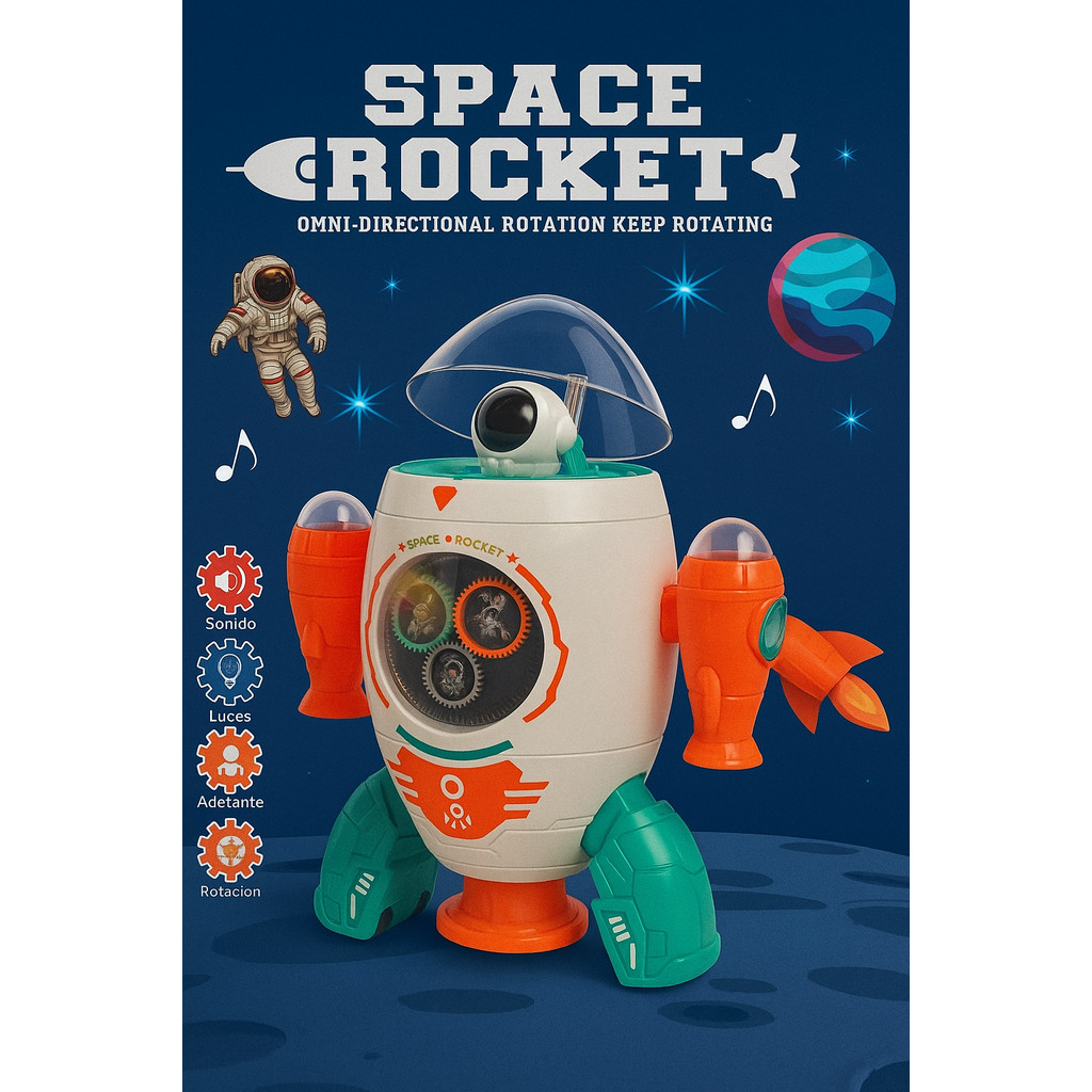 Brinquedo Foguete Espacial Space Rocket com Luzes, Som e Movimento 360º ...