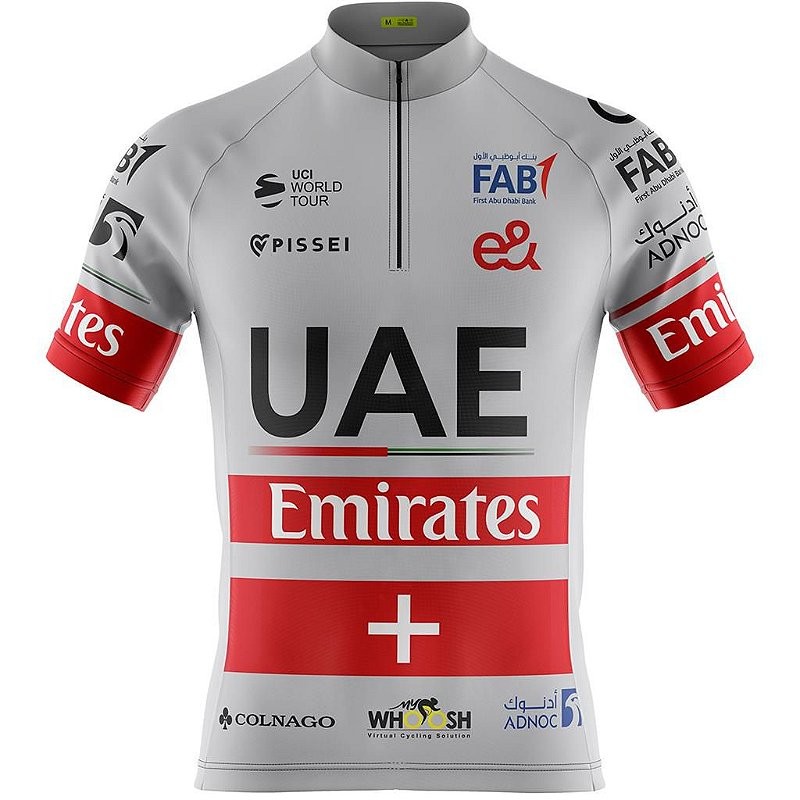 CAMISA CICLISMO MASCULINO UAE SUIÇA COM BOLSOS UV 50+