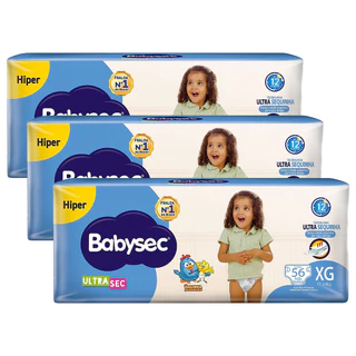 Kit 3 und Fralda Inf Babysec Ultra Hiper Tamanho XG 56 und em Oferta na Shopee