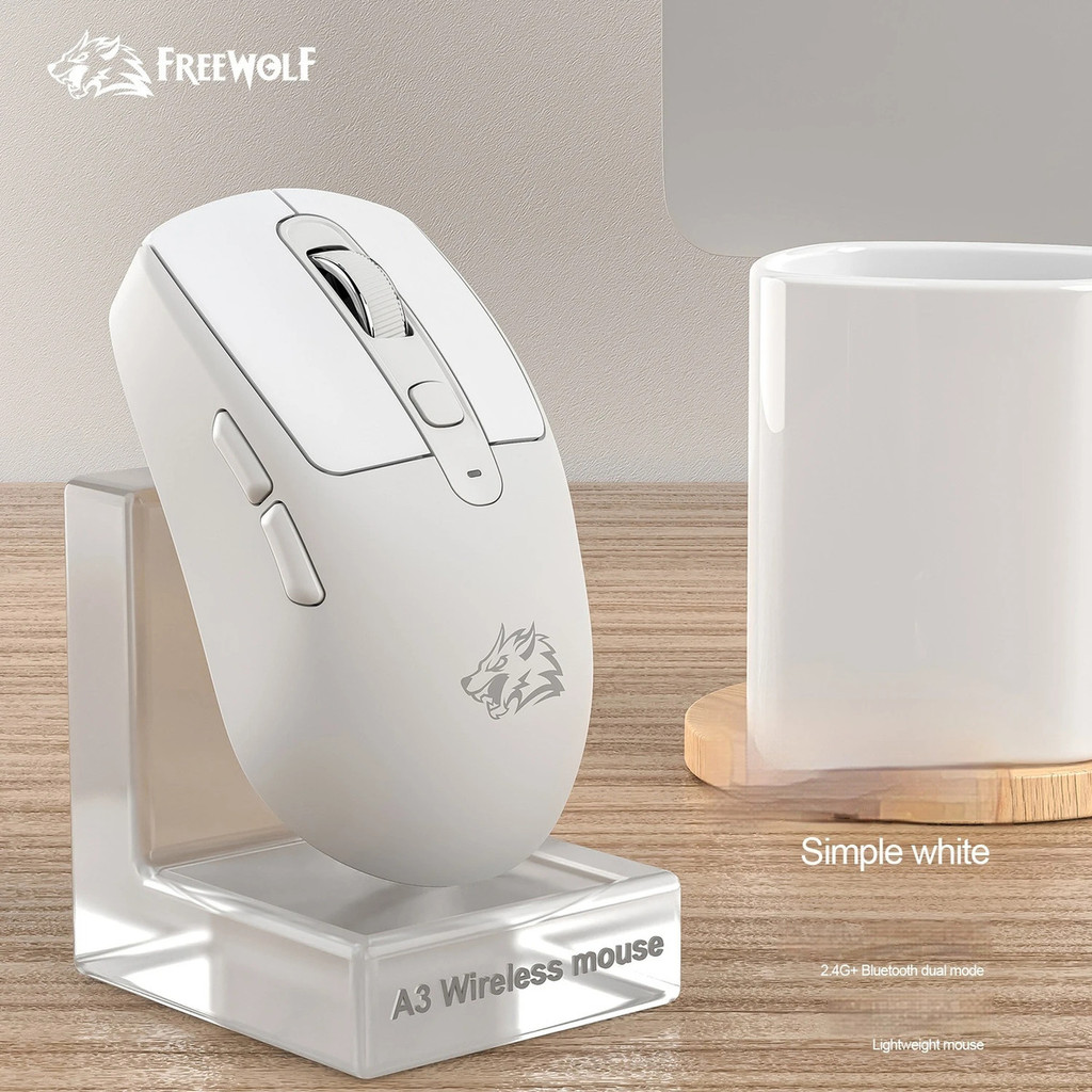 Free Wolf A3 Mouse Sem Fio Ergonômico Leve Bluetooth 2.4g Dual-Mode Desktop Computador Laptop Baixo Escritório Gaming