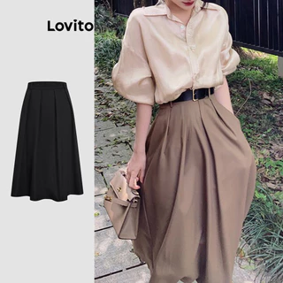 Lovito Casual Saias Plissadas para Mulheres LNE21026 (Multicolorido)