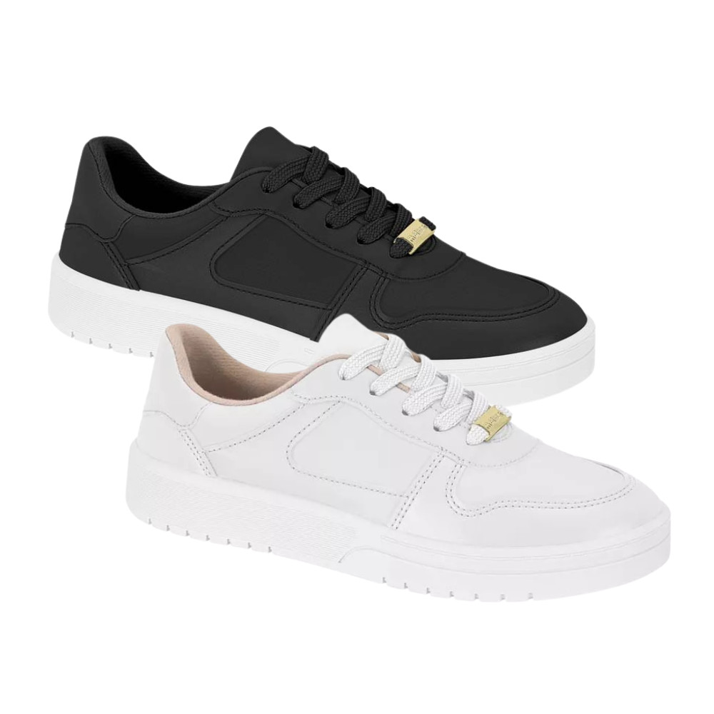 Tênis Casual Moleca Feminino Couro Costura Conforto