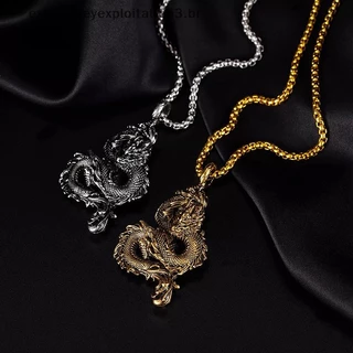EP-Moda Vintage Masculino Aço Inoxidável Dragão Colar Punk Hip Hop Colares Para Homens Jóias De Festa Presente De Aniver