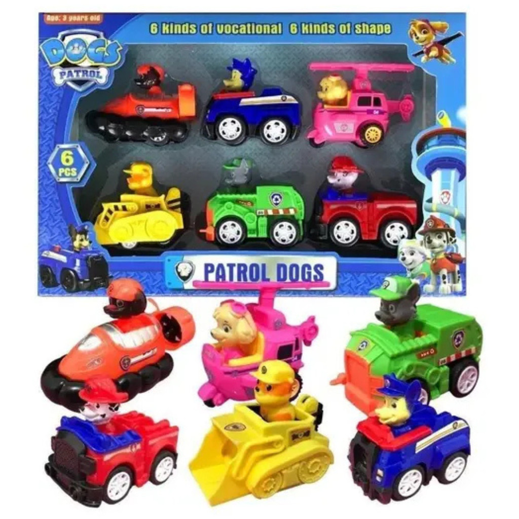 Coleção Completa 6 Carrinhos Patrulha Canina Fricção Brinquedos ...