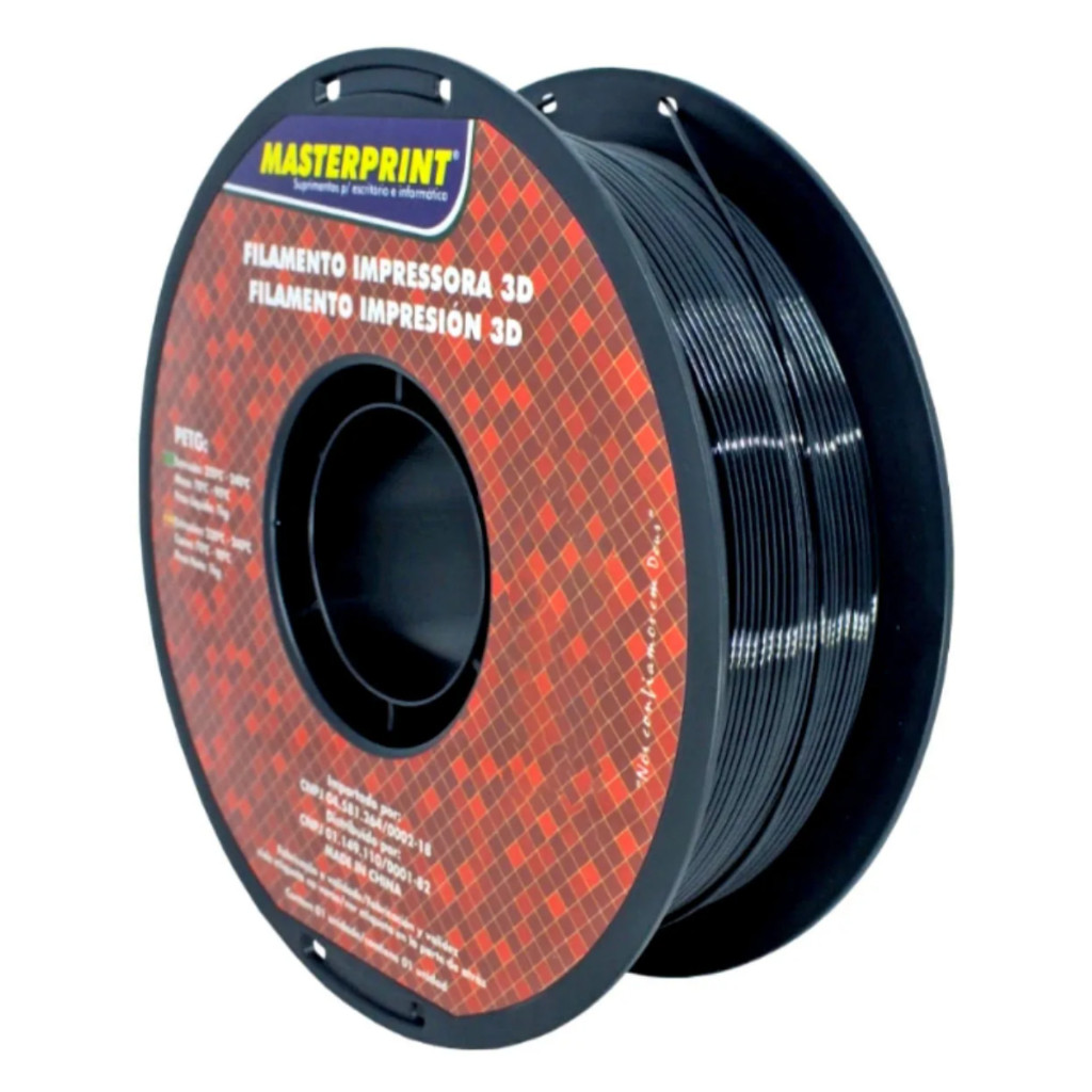 Filamento Impressora 3d Petg 1,75mm 1kg Masterprint Preto