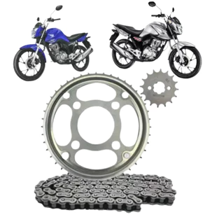 Kit Relação Transmissão Tração Cg Titan 160 Fan 160 Start Aço 1045 2016 a 2024