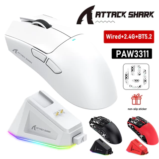 Mouse Sem Fio ATTACK SHARK X11 PAW3311 , Tri-Modo 2.4 Ghz/Com/Bluetooth Touch Base De Carregamento Magnética Para Jogos 