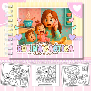 Livro de Colorir Rotina Caótia das Mães 50 Folhas 180G Caderno de Desenho Pintura Coloring Book SEM PERSONALIZAÇÃO em Oferta na Shopee