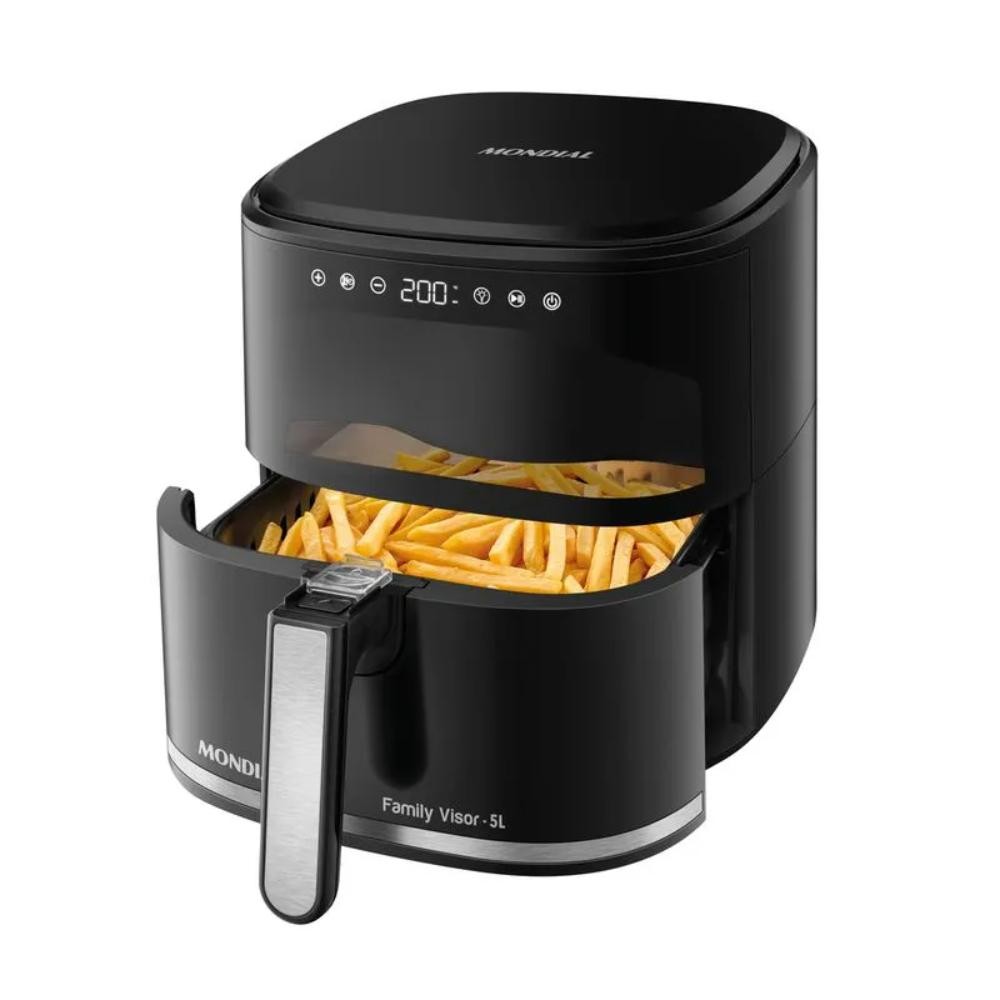 Fritadeira Sem Óleo Mondial Air Fryer Digital 5L Preto 2000W