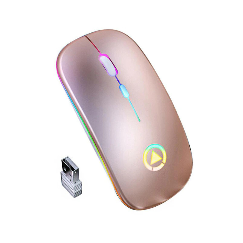Mouse Sem Fio RGB Recarregável Silencioso-Ouro Rosa | Shopee Brasil