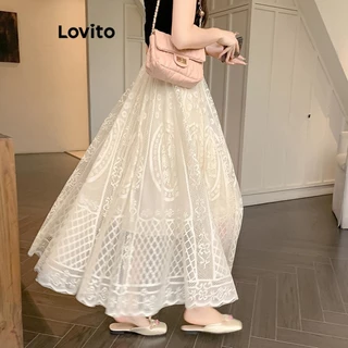 Lovito Saias casuais de renda geométrica para mulheres LNA58191