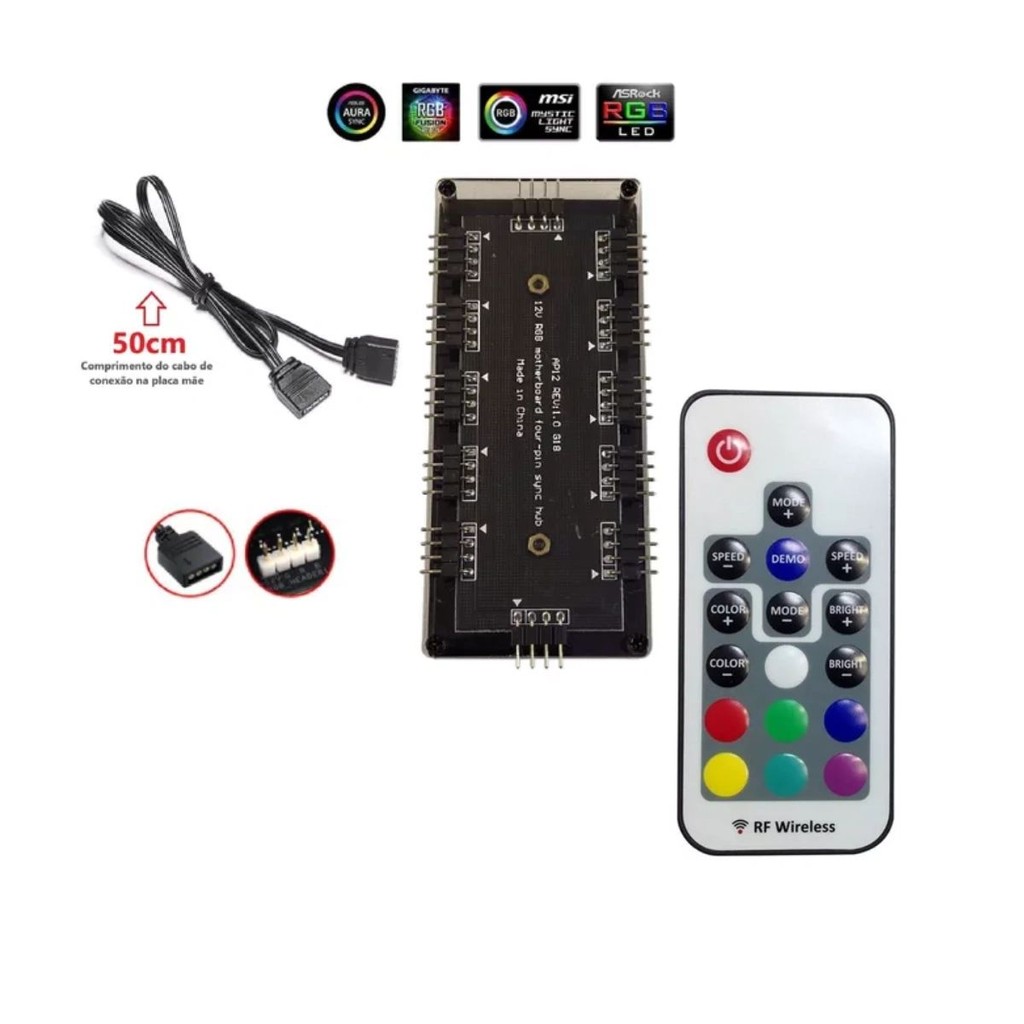 Hub Multi RGB 4 Pinos 11 Portas com Controlador | Shopee Brasil