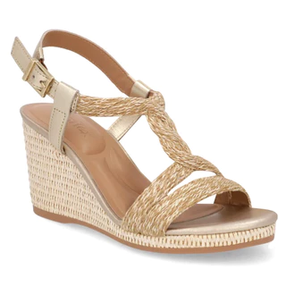 Sandália Salto Anabela Ouro Light Feminina AM1002001 - Usaflex em Oferta na Shopee