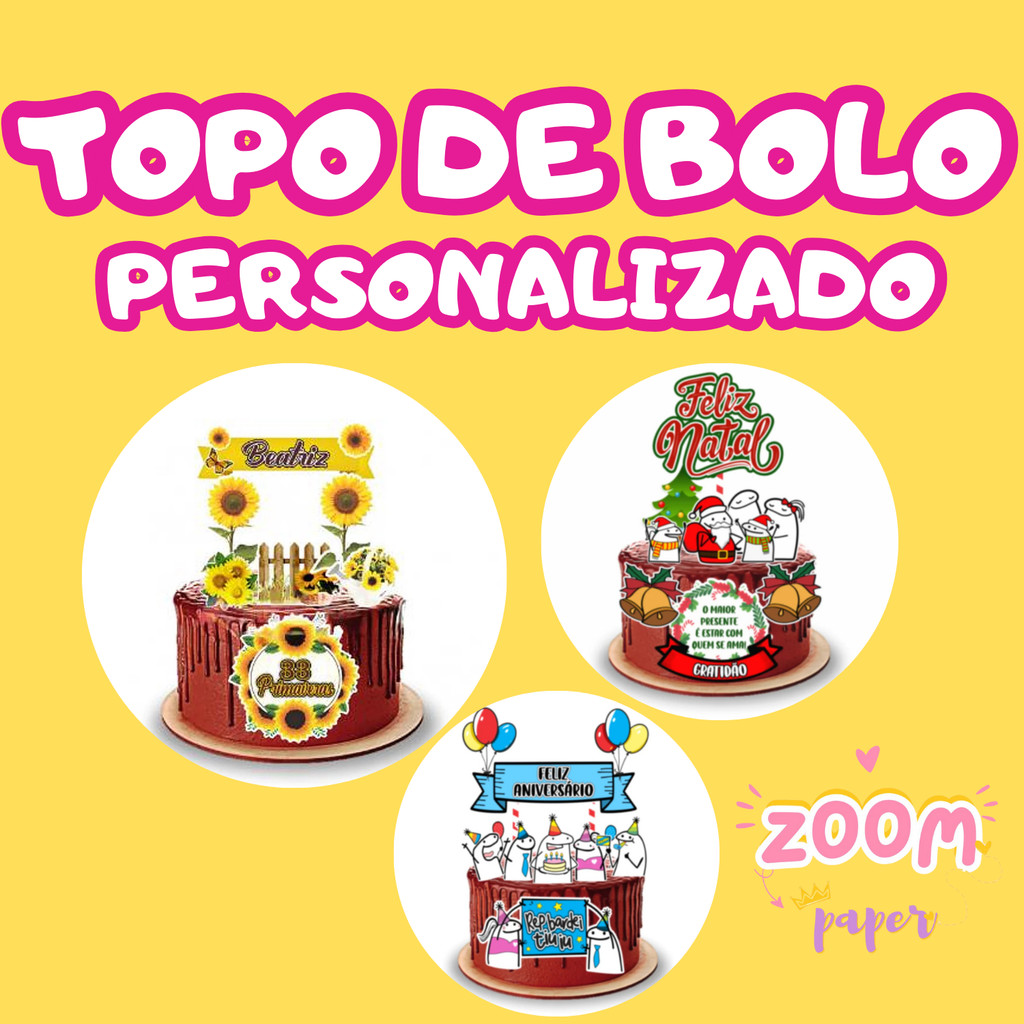 Topo Topper de Bolo Personalizado C/Nome Escolha sua Arte | Shopee Brasil