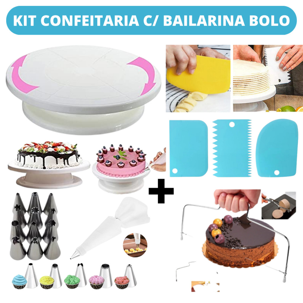 Kit Confeitaria Profissional Bailarina Giratória Raspadores 