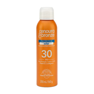 Protetor Solar Aerossol Cenoura e Bronze FPS 30 200ml em Oferta na Shopee