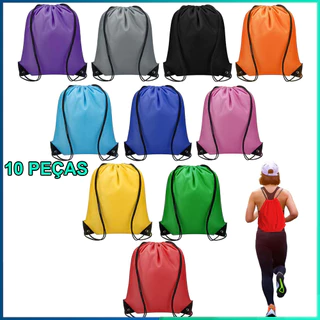 10 pçs colorido cordão mochila poliéster mochila escola esportes saco esportes Fitness dança saco