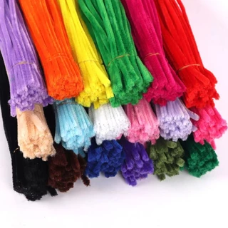 100 Unidades/Conjunto Hastes De Chenille Tiras Torcidas Fio Felpudo De Veludo Pacote De Material De Flores DIY-Buquê Col
