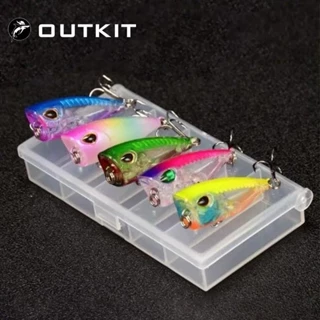 Novo 5 Pçs Mini Popper 4cm 3.5g Kit De Isca De Pesca Conjunto Com Caixa CrankBaits Wobblers Iscas Superior Água Carpa Eq