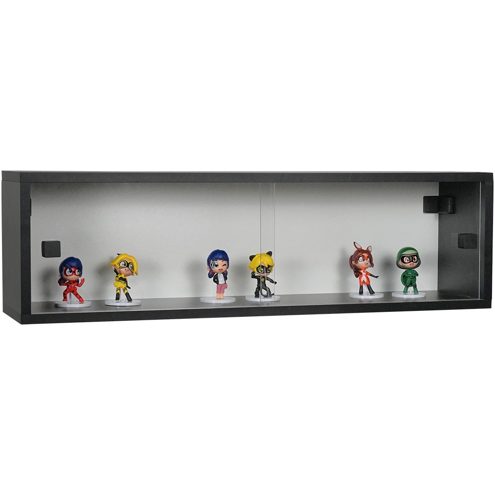 Nicho 80x23x18 Preto com Portas de Acrílico e Puxador