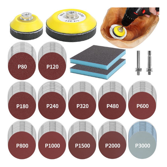 Conjunto 120 Pcs Disco De Lixa De 3 Polegadas Com Almofadas