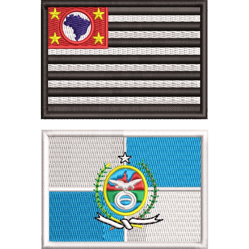 Bordado Bandeira São Paulo + Rio de Janeira Patch Para Coletes e ...