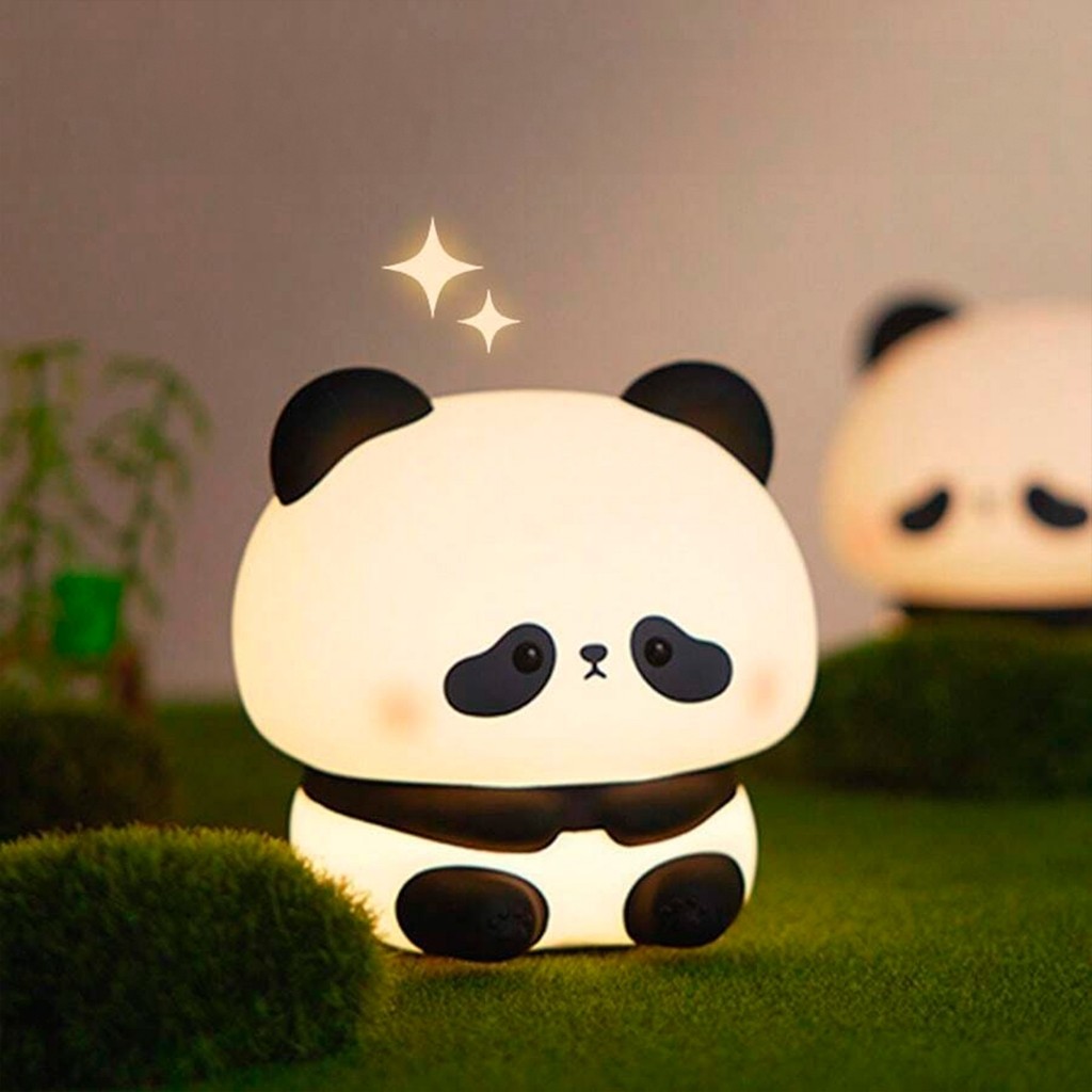 Luminária e Abajur de Panda Cabeçudo e Triste com Luz Quente e Confortável