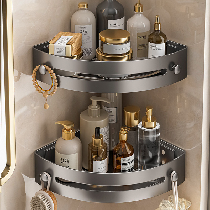 Prateleira de banheiro com suporte para xampu, sem necessidade de furar ou pregar, instalação