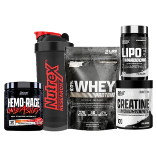 Kit 100% Whey 900g + Hemo-Rage 180g + Creatina 300g + Lipo 6 Hardcore 60caps + Coqueteleira Nutrex Máxima Performance em Oferta na Shopee