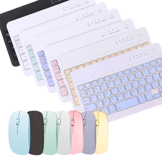 Kit de Teclado e Mouse Bluetooth Sem Fio Macaron projetado para PC iPad Tablet e Notebook em Oferta na Shopee