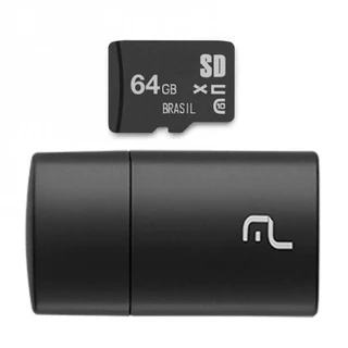 Pen Drive 2 em 1 Leitor USB e Cartão de Memória Classe 10 64GB Multilaser - MC164 em Oferta na Shopee