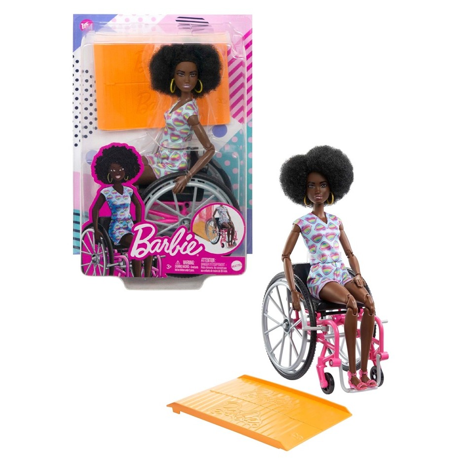 Boneca Articulada Barbie Fashionistas Negra Com Cadeira de Rodas e ...