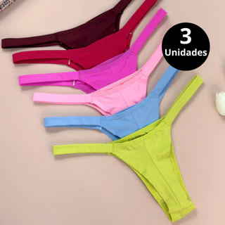 Kit c/3 calcinha fio dental fio duplo calcinha feminina lingerie sensual em Oferta na Shopee