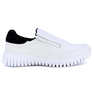 Tênis em Couro com Zíper Branco Feminino AE2228 - Usaflex em Oferta na Shopee