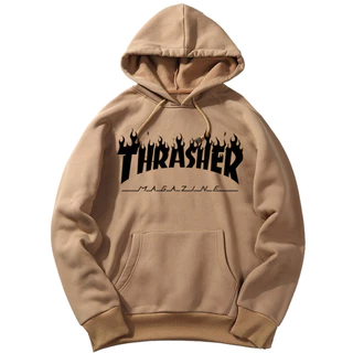 Moletom Streetwear Blusa de Frio Thrasher canguru Casaco Flanelado Capuz