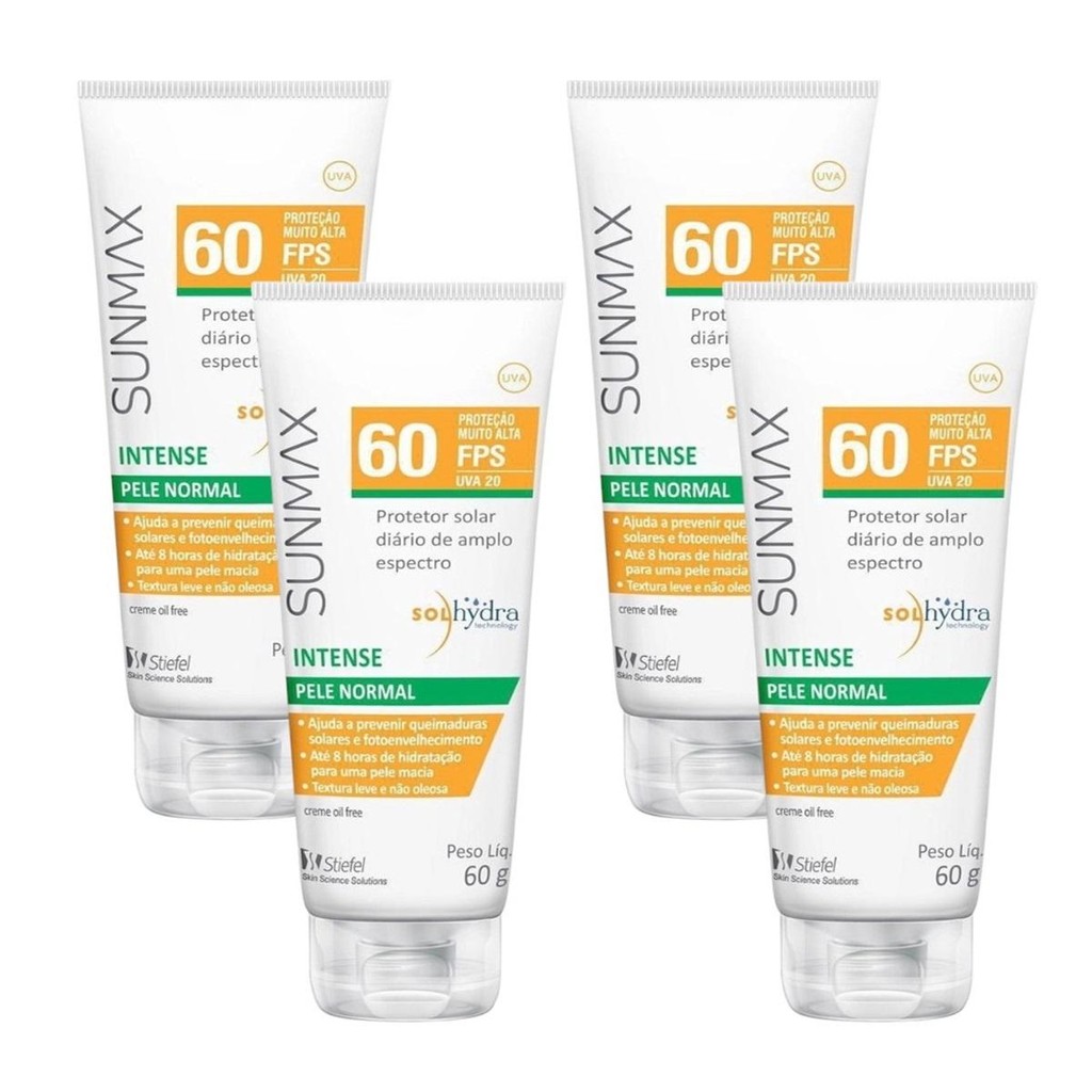 Kit Sunmax Intense FPS60 Pele Normal Com 4 Uni De 60g Cada | Shopee Brasil