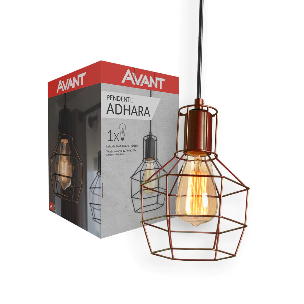 Luminaria Pendente Led Adhara Aço E27 Cobre Avant