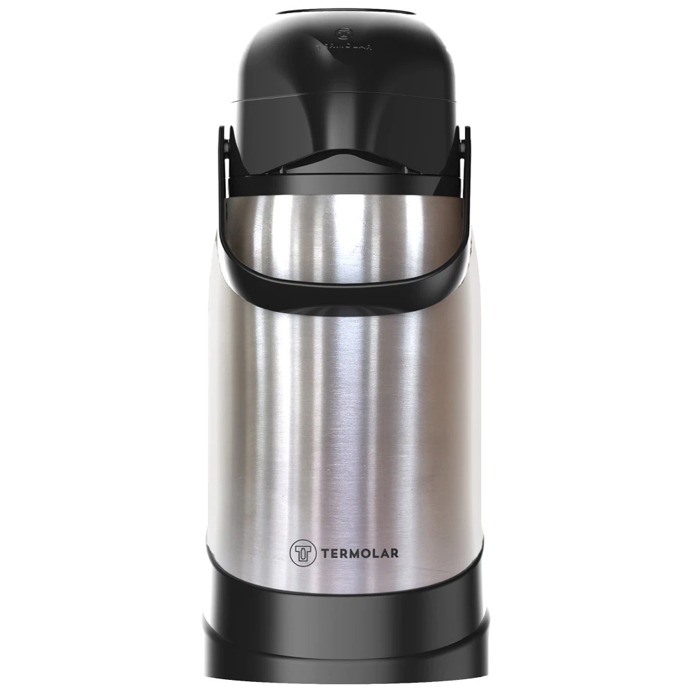 Garrafa Térmica R-Evolution 100% Inox 1.2L Inquebrável Quente até 20 Horas Com Bomba Termolar