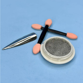 KIT 6 Pigmento Cromado Espelhado Silver Prata Alta Cobertura Decoração De Unhas Pronto Entrega