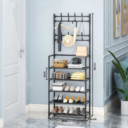 Cabideiro arara 4/5 andar sapateira organizador suporte multiuso sapato tenis roupa quarto armários
