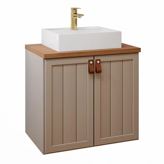 Gabinete Para Banheiro Com Lavatório Alure Cappuccino Freijo MGM Moveis 61,3cm em Oferta na Shopee