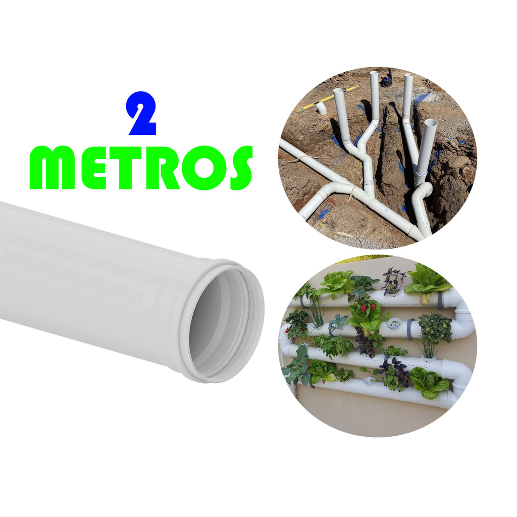 Cano Tubo Esgoto 2 Metros Branco 75mm 3 Polegadas Conexões | Shopee Brasil