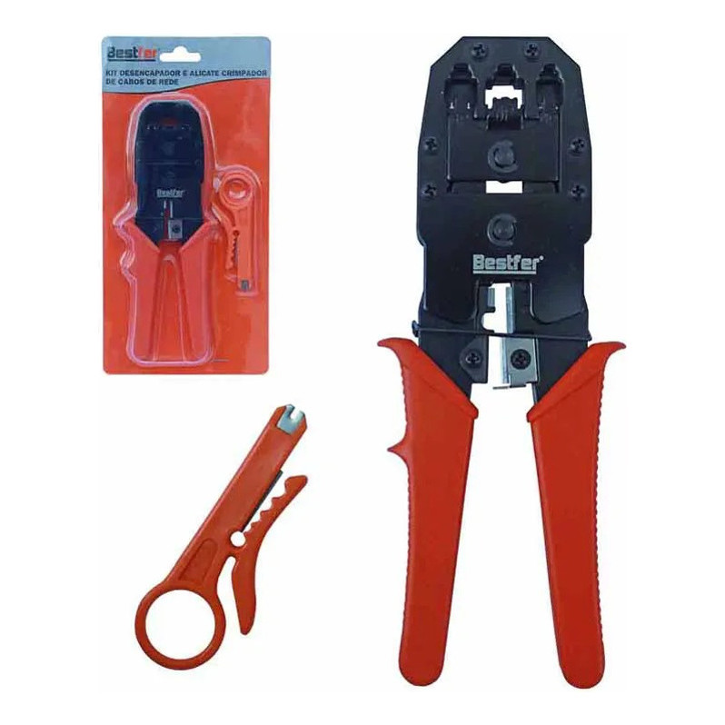 ALICATE DE CRIMPAR RJ11 RJ12 RJ45 DECAPADOR BFH2132 BESTFER | Shopee Brasil