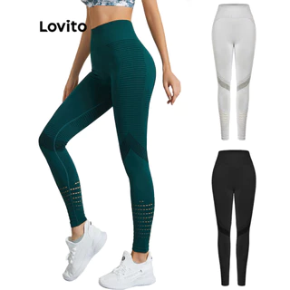 Lovito Leggings Academia Esportivos do Brasil Lipo Lisos de Secagem Rápida e Cintura Alta copa Home Futebol L09021