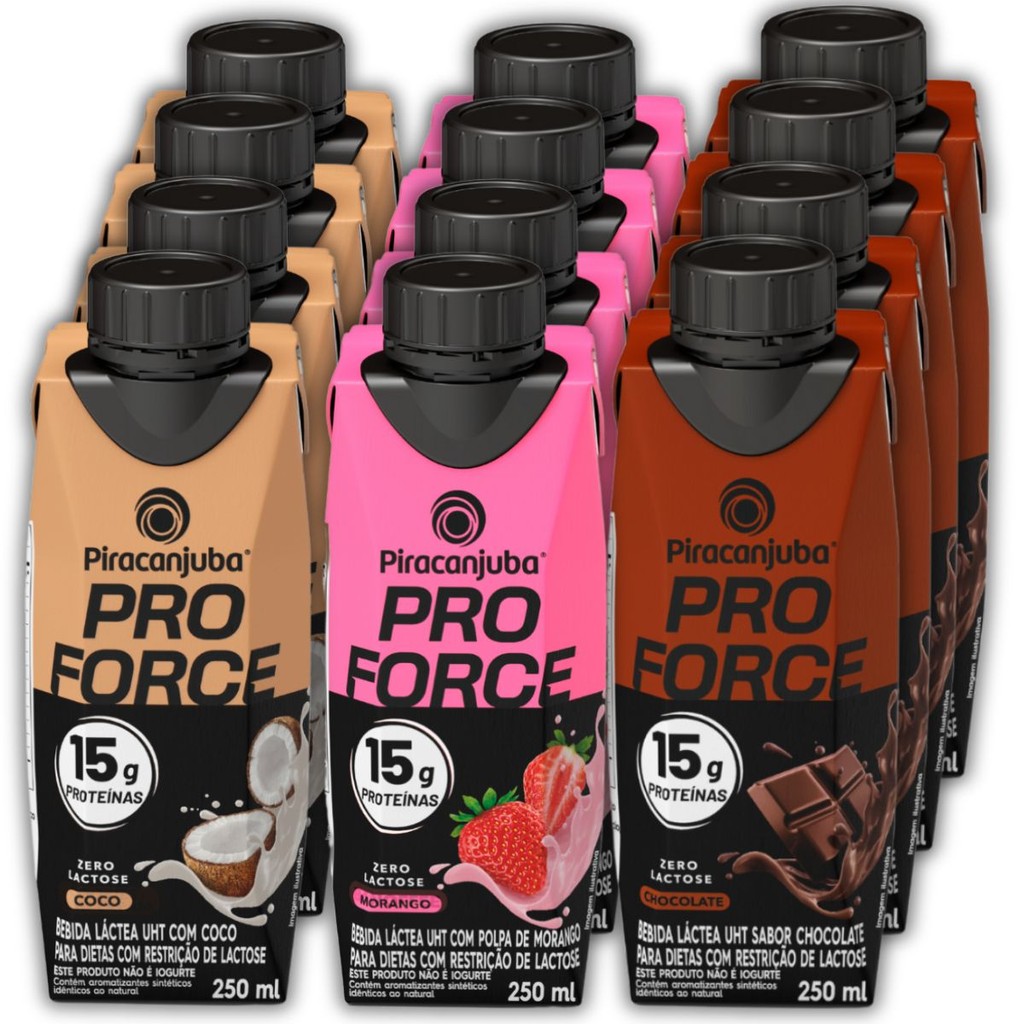 Caixa Mista 12un Whey 15g Proteína Piracanjuba ProForce Zero Lactose ...