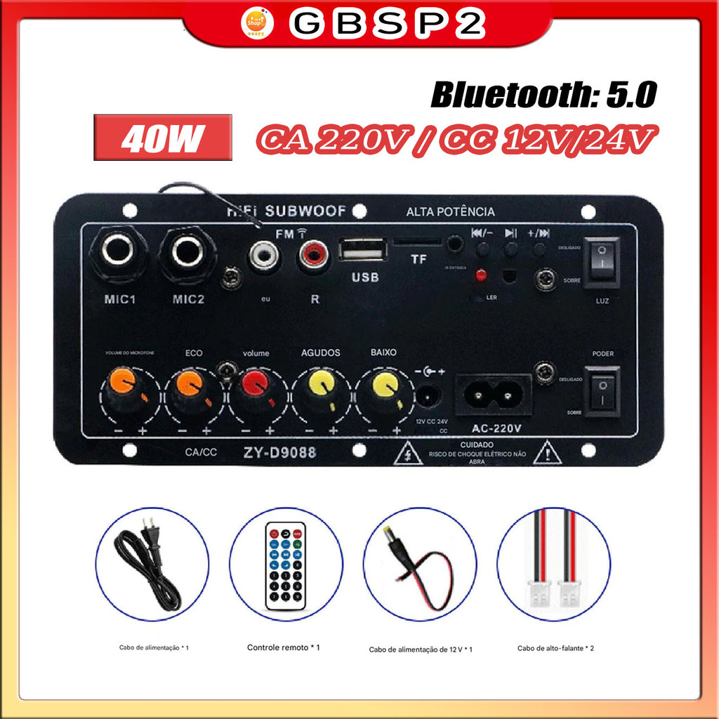 Placa Amplificadora Bluetooth Para Alto-falante 35-80w subwoofer Karaokê em casa Áudio automotivo externo