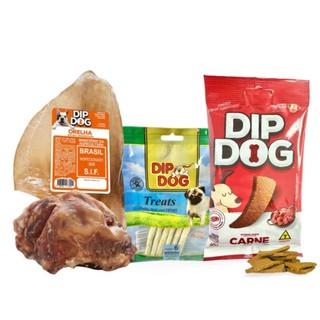 Kit 4 Petisco 1 Osso rotula 1Bifinhos Petisco pet de carne 60g 1 Orelha Bovina desidratado 10 palitos numero 8 em Oferta na Shopee
