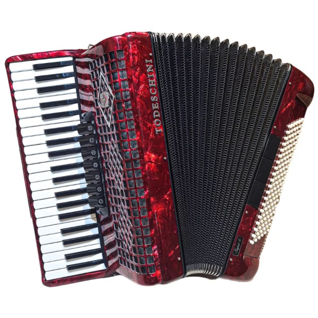Sanfona Acordeon Todeschini YW827 Vermelho 41 Teclas E 120 Baixos