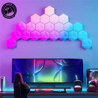 Luminária LED hexagonal de parede, material ABS PC.